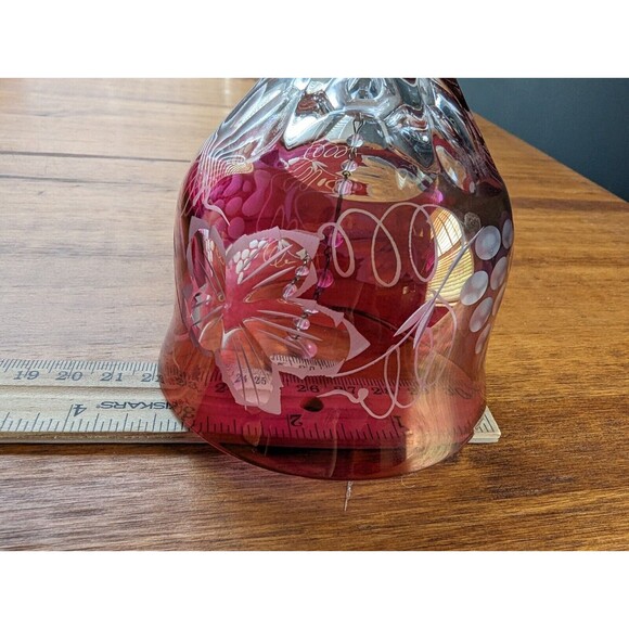 Echt Bleikrystal Hand Cut Cranberry Bell  -  Made In Germany  -  7-1/2" Tall - Picture 5 of 12